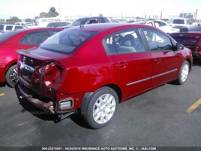 3N1AB6AP9BL715154 - 2011 NISSAN SENTRA 2.0/2.0S/SR/2.0SL RED photo 4