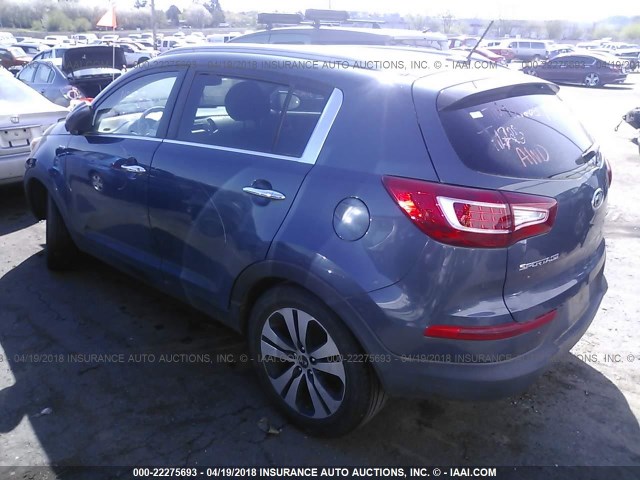 KNDPCCA26B7025082 - 2011 KIA SPORTAGE EX/SX Dark Blue photo 3