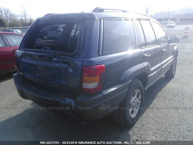 1J4GX48S52C289900 - 2002 JEEP GRAND CHEROKEE LAREDO BLUE photo 4