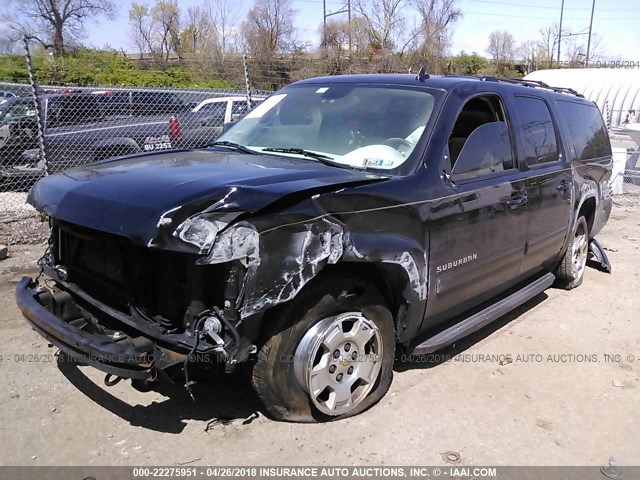 1GNSKJE79DR347544 - 2013 CHEVROLET SUBURBAN K1500 LT BLACK photo 2