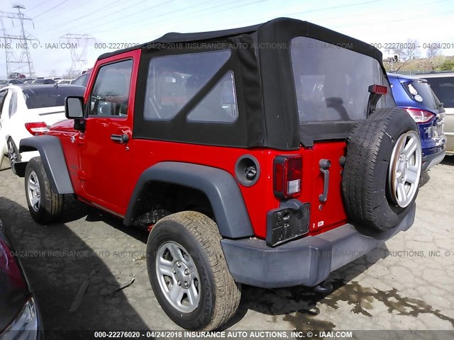 1C4AJWAG4EL299207 - 2014 JEEP WRANGLER SPORT RED photo 3