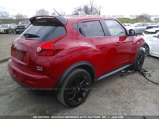 JN8AF5MVXET357864 - 2014 NISSAN JUKE S/SV/SL/NISMO RED photo 4