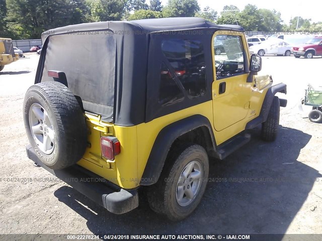 1J4FA49S94P721346 - 2004 JEEP WRANGLER / TJ SPORT YELLOW photo 4