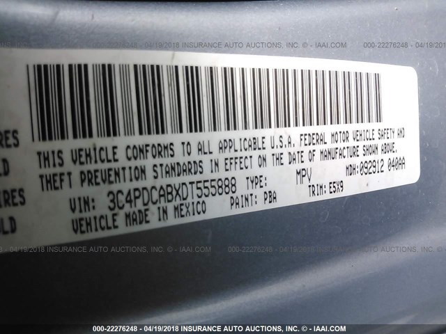 3C4PDCABXDT555888 - 2013 DODGE JOURNEY SE BLUE photo 9