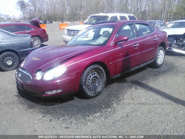 2G4WC552861107265 - 2006 BUICK LACROSSE CX BURGUNDY photo 2