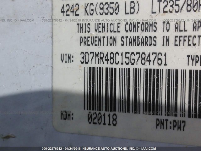 3D7MR48C15G784761 - 2005 DODGE RAM 3500 ST/SLT WHITE photo 10