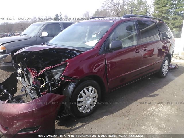 5TDZK23C38S147005 - 2008 TOYOTA SIENNA CE/LE BURGUNDY photo 2