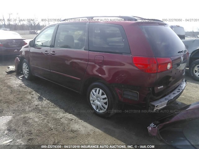 5TDZK23C38S147005 - 2008 TOYOTA SIENNA CE/LE BURGUNDY photo 3