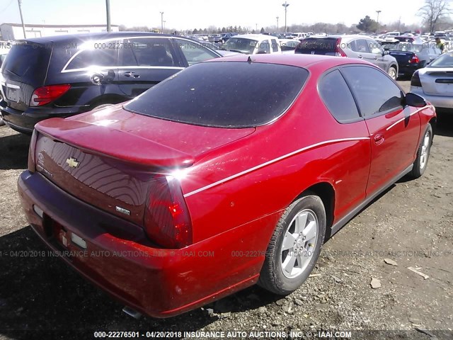 2G1WJ15KX79416136 - 2007 CHEVROLET MONTE CARLO LS RED photo 4