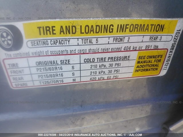 1G2ZF58BX74151217 - 2007 PONTIAC G6 VALUE LEADER/BASE BLUE photo 9