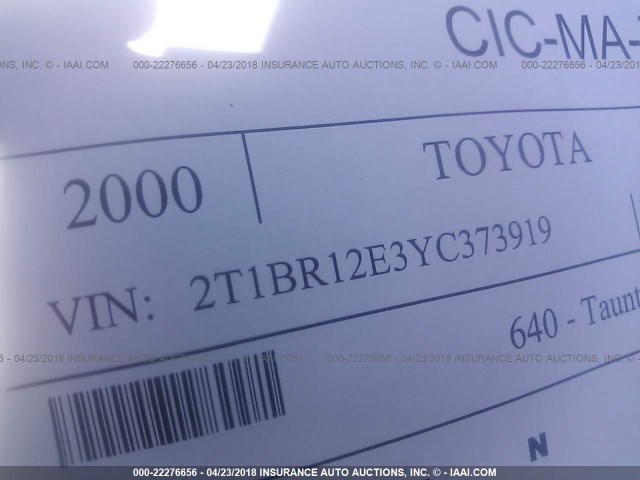2T1BR12E3YC373919 - 2000 TOYOTA COROLLA VE/CE/LE 银色 照片 9