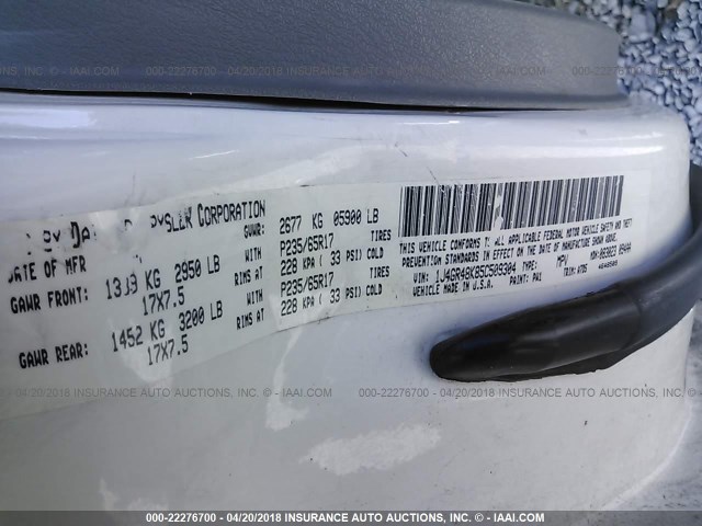 1J4GR48K85C509304 - 2005 JEEP GRAND CHEROKEE LAREDO/COLUMBIA/FREEDOM 白色 照片 9