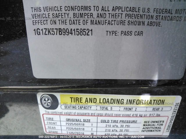 1G1ZK57B994158521 - 2009 CHEVROLET MALIBU LTZ 黑色 照片 9