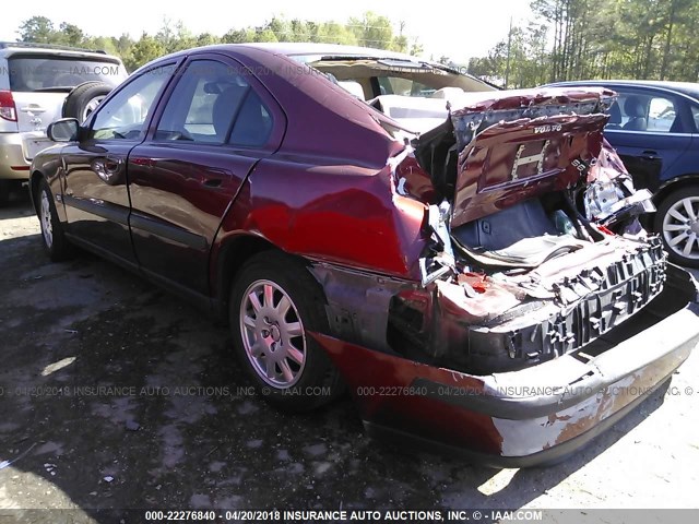 YV1RS61R222101284 - 2002 VOLVO S60 BURGUNDY photo 3