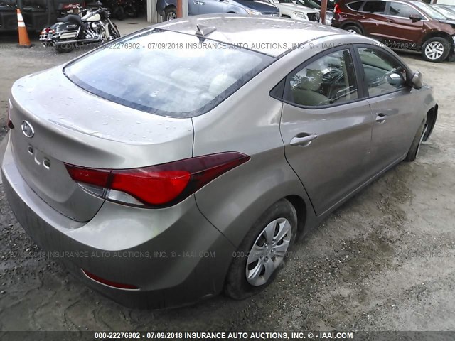 5NPDH4AE0GH773284 - 2016 HYUNDAI ELANTRA SE/SPORT/LIMITED GOLD photo 4