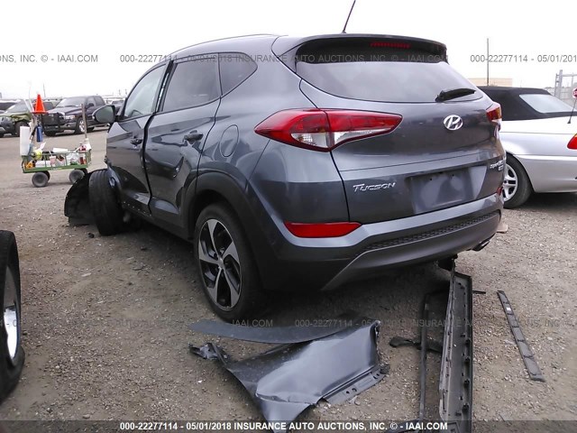 KM8J3CA2XGU030411 - 2016 HYUNDAI TUCSON LIMITED/SPORT AND ECO/SE GRAY photo 3