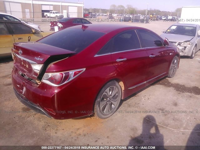 KMHEC4A40DA092227 - 2013 HYUNDAI SONATA HYBRID RED photo 4