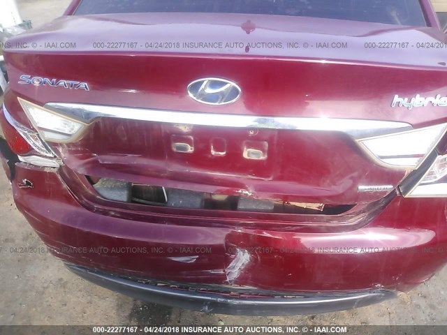 KMHEC4A40DA092227 - 2013 HYUNDAI SONATA HYBRID RED photo 6