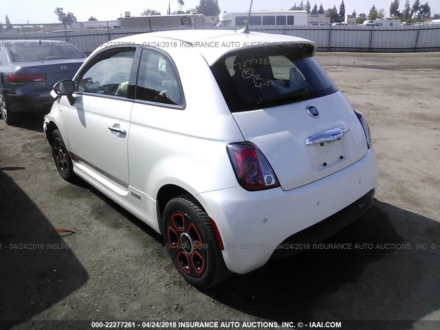 3C3CFFGE2HT515357 - 2017 FIAT 500 ELECTRIC WHITE photo 3