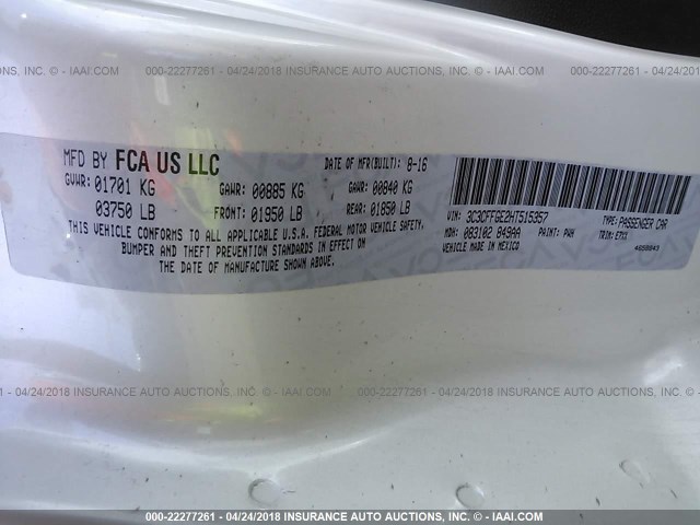 3C3CFFGE2HT515357 - 2017 FIAT 500 ELECTRIC WHITE photo 9