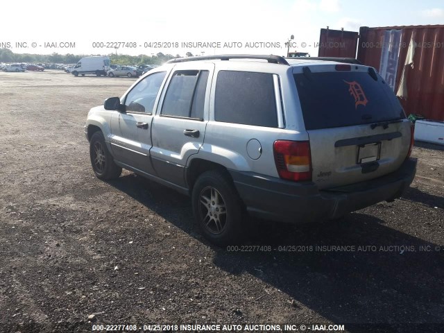 1J4GW48S72C292770 - 2002 JEEP GRAND CHEROKEE LAREDO SILVER photo 3