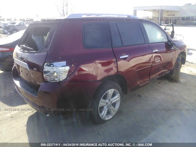 JTEES42AX82082912 - 2008 TOYOTA HIGHLANDER LIMITED MAROON photo 4