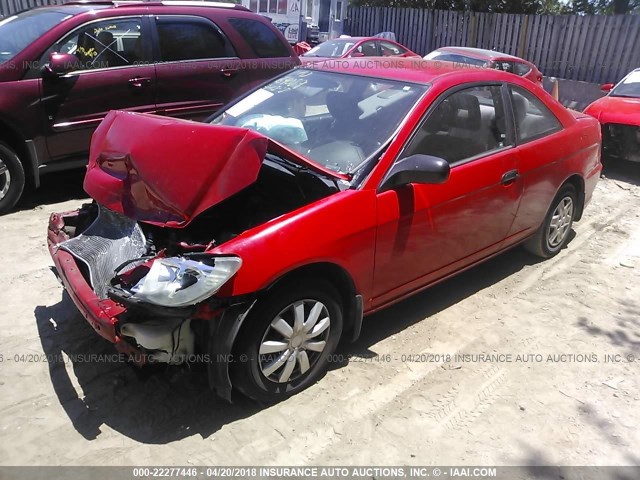 1HGEM22154L036512 - 2004 HONDA CIVIC DX VP RED photo 2