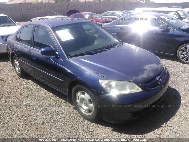 JHMES95625S014669 - 2005 HONDA CIVIC HYBRID BLUE photo 1