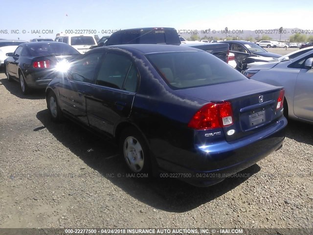 JHMES95625S014669 - 2005 HONDA CIVIC HYBRID BLUE photo 3