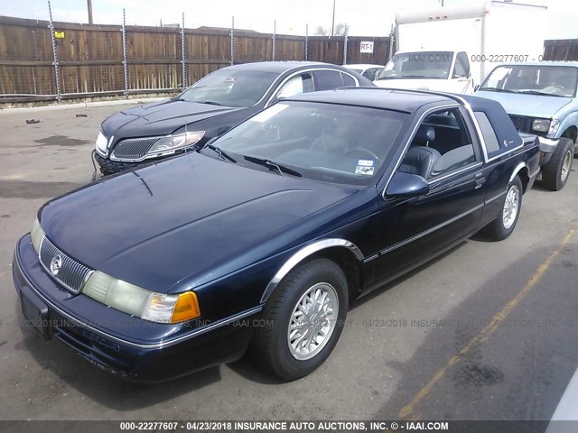 1MEPM6244PH637134 - 1993 MERCURY COUGAR XR7 BLUE photo 2