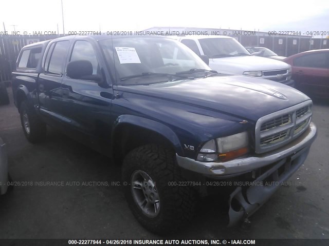 1B7GG2AN0YS756301 - 2000 DODGE DAKOTA QUAD BLUE photo 1