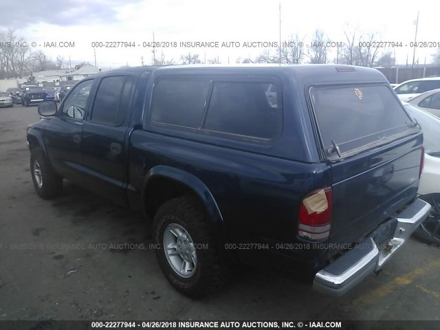 1B7GG2AN0YS756301 - 2000 DODGE DAKOTA QUAD BLUE photo 3