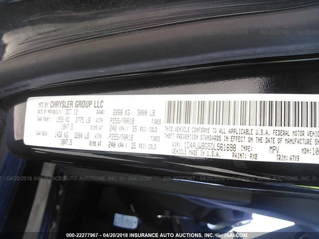 1C4AJWBG5DL561698 - 2013 JEEP WRANGLER SAHARA 黑色 照片 9