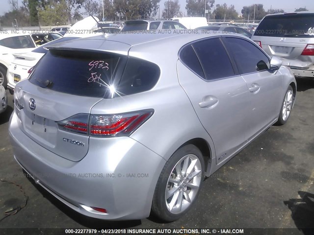 JTHKD5BH0B2030179 - 2011 LEXUS CT 200 SILVER photo 4