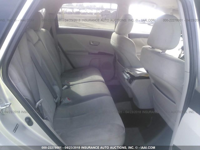 4T3ZE11A99U006006 - 2009 TOYOTA VENZA SILVER photo 8