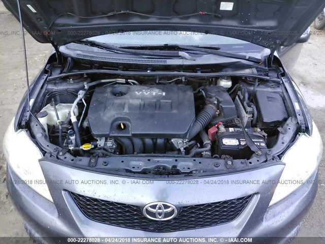 1NXBU40E19Z030285 - 2009 TOYOTA COROLLA S/LE/XLE GRAY photo 10