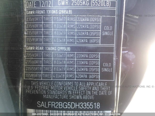 SALFR2BG5DH335518 - 2013 LAND ROVER LR2 HSE BLACK photo 9