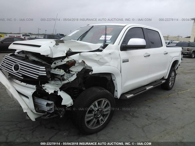 5TFGY5F13EX160487 - 2014 TOYOTA TUNDRA CREWMAX PLATINUM WHITE photo 2