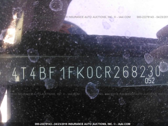 4T4BF1FK0CR268230 - 2012 TOYOTA CAMRY SE/LE/XLE 黑色 照片 9