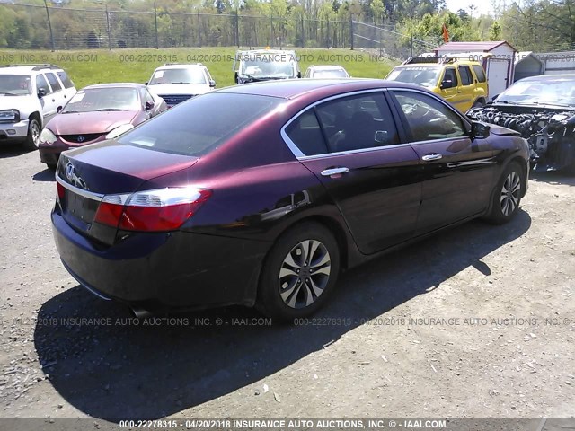 1HGCR2F34EA088022 - 2014 HONDA ACCORD LX BURGUNDY photo 4