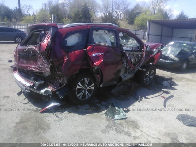 5N1DR2MN9HC639525 - 2017 NISSAN PATHFINDER S/SV/SL/PLATINUM 红色 照片 4