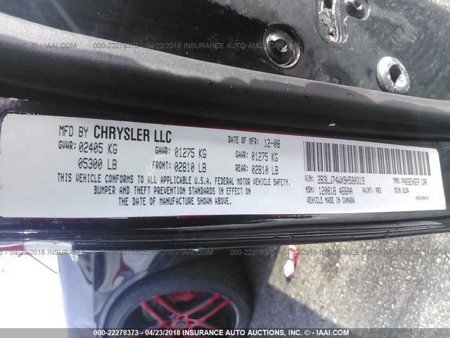 2B3LJ74WX9H580319 - 2009 DODGE CHALLENGER SRT-8 黑色 照片 9