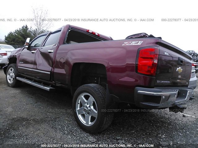 1GC1KWE85FF529322 - 2015 CHEVROLET SILVERADO K2500 HEAVY DUTY LTZ MAROON photo 3