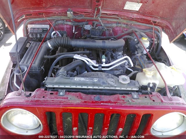 1J4FA49S05P384406 - 2005 JEEP WRANGLER / TJ SPORT RED photo 10