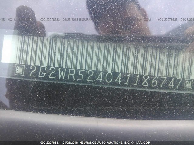 2G2WR524041186747 - 2004 PONTIAC GRAND PRIX GTP SILVER photo 9