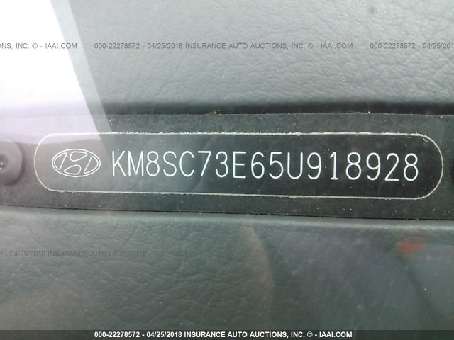 KM8SC73E65U918928 - 2005 HYUNDAI SANTA FE GLS/LX BLUE photo 9