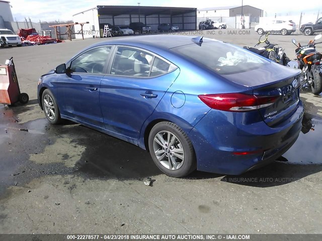 5NPD84LF5JH283257 - 2018 HYUNDAI ELANTRA SEL/VALUE/LIMITED BLUE photo 3