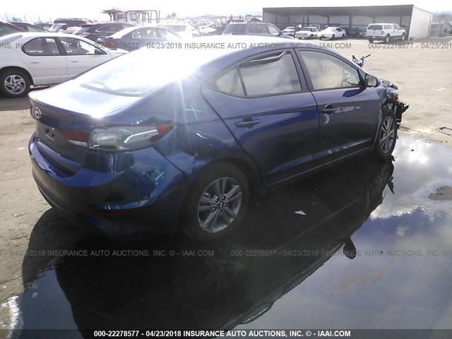 5NPD84LF5JH283257 - 2018 HYUNDAI ELANTRA SEL/VALUE/LIMITED BLUE photo 4