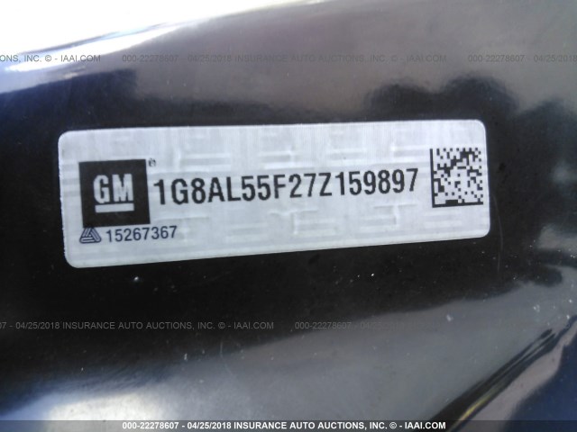 1G8AL55F27Z159897 - 2007 SATURN ION LEVEL 3 GOLD photo 9