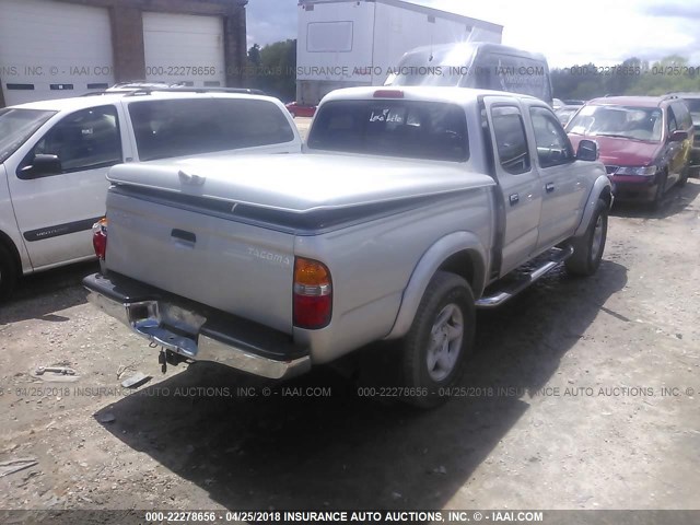 5TEGN92N62Z040048 - 2002 TOYOTA TACOMA DOUBLE CAB PRERUNNER SILVER photo 4